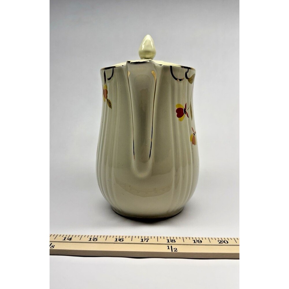 Hall’s Autumn Leaf Coffee Pot Pitcher w Lid Jewel Tea Hall USA Vintage - Picture 3 of 9